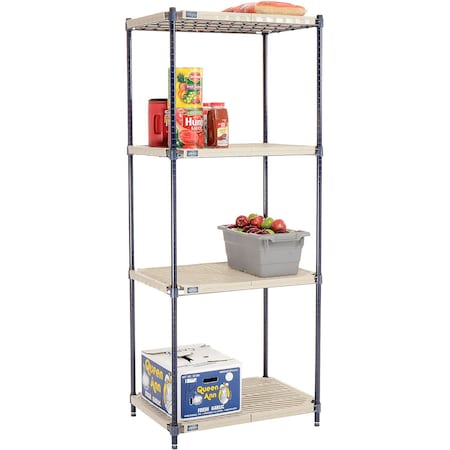 Nexel Nexelite 4 Shelf, Vented Plastic Mat Shelving Unit, Starter, 30inW x 21inD x 74inH 331450N
